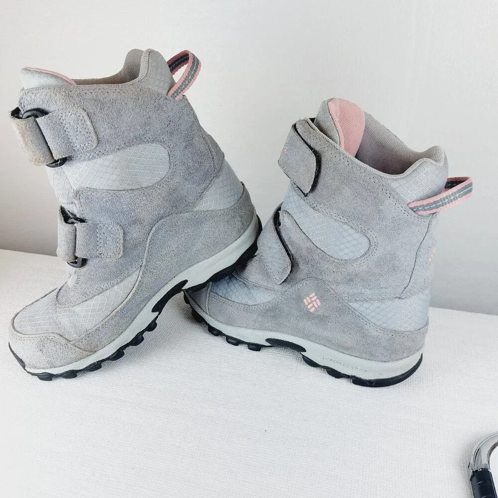 Columbia Youth Girls' Grey Parkers Peak Suede Snow Winter Boots Size US 2